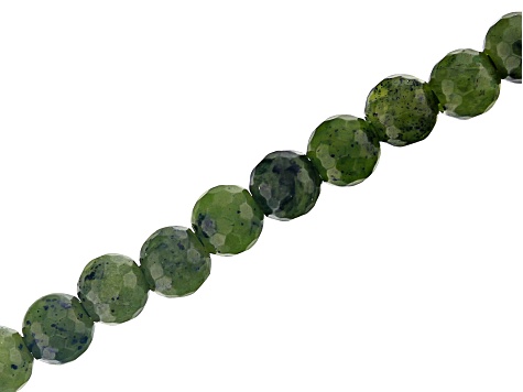 Serpentine Appx 8mm Faceted Round Large Hole Bead Strand Appx 8" Length