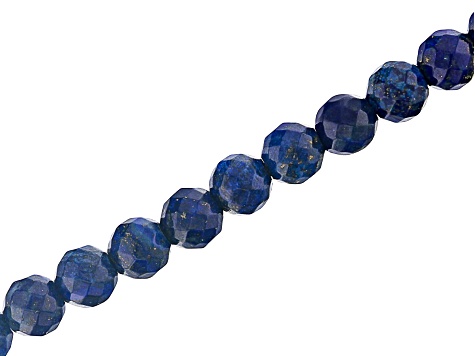 Lapis Appx 8mm Faceted Round Large Hole Bead Strand Appx 8" Length