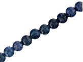 Dumortierite in Quartz Appx 8mm Faceted Round Large Hole Bead Strand Appx 8" Length