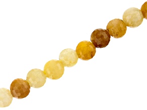 Yellow Quartzite Appx 8mm Faceted Round Large Hole Bead Strand Appx 8" Length
