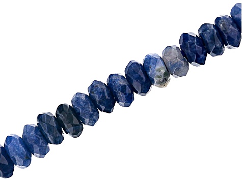 Sodalite Appx 8mm Faceted Rondelle Large Hole Bead Strand Appx 8" Length