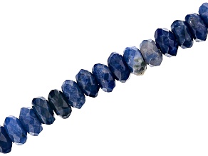 Sodalite Appx 8mm Faceted Rondelle Large Hole Bead Strand Appx 8" Length