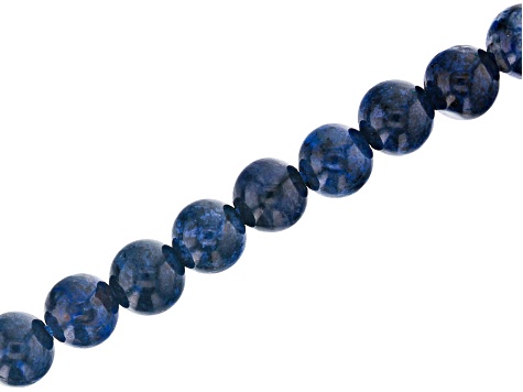 Dumortierite in Quartz Appx 10mm Round Large Hole Bead Strand Appx 8" Length