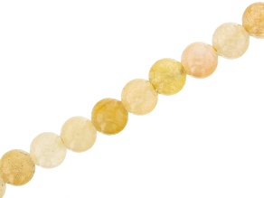 Yellow Quartzite Appx 10mm Round Large Hole Bead Strand Appx 8" Length