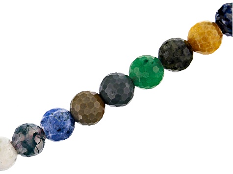 Multi-Stone Appx 10mm Faceted Round Large Hole Bead Strand Appx 8" Length
