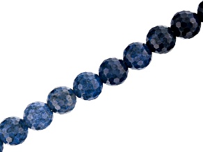 Dumortierite in Quartz Appx 10mm Faceted Round Large Hole Bead Strand Appx 8" Length