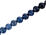 Dumortierite in Quartz Appx 10mm Faceted Round Large Hole Bead Strand Appx 8" Length