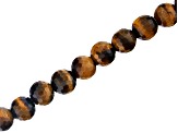 Tiger Eye Appx 10mm Faceted Round Large Hole Bead Strand Appx 8" Length