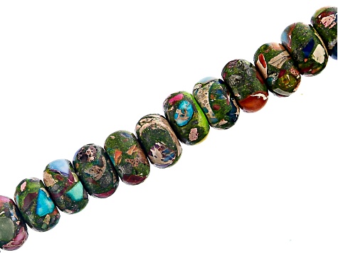 Mardi Gras Appx 10mm Rondelle Large Hole Bead Strand Appx 8" Length