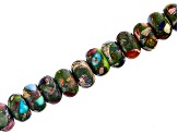 Mardi Gras Appx 10mm Rondelle Large Hole Bead Strand Appx 8" Length