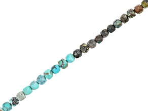 Banded Turquoise Faceted appx 2mm Cube Shape Bead Strand appx 15-16"