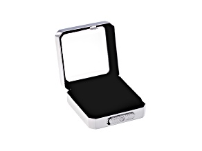 Gemstone Display Box Polished Silver Finish 40 X 40 X 17mm With Reversible Black And White Cushion