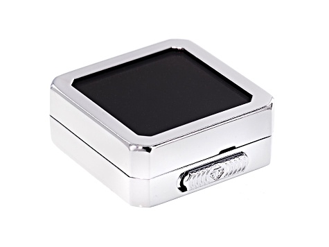 Gemstone Display Box Polished Silver Finish 40 X 40 X 17mm With Reversible Black And White Cushion