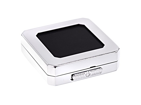 Gemstone Display Box Polished Silver Finish 55 X 55 X 17mm With Reversible Black And White Cushion