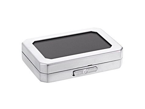 Gemstone Display Box Matte Silver Finish 80 X 55 X 17mm With Reversible Black And White Cushion