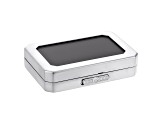 Gemstone Display Box Matte Silver Finish 80 X 55 X 17mm With Reversible Black And White Cushion