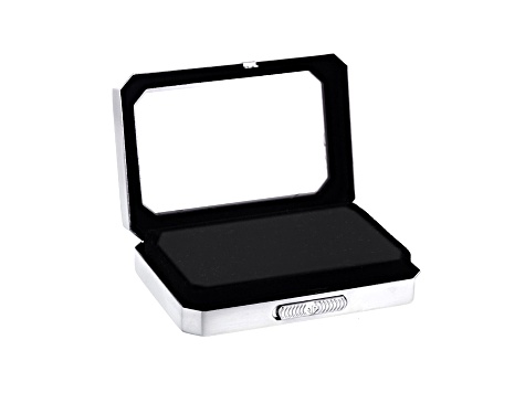 Gemstone Display Box Polished Silver Finish 80 X 55 X 17mm With Reversible Black And White Cushion