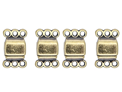 3-Strand Magnetic Clasp Set of 4 in Antiqued Brass Tone Appx 14x8mm