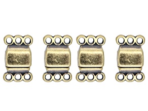 3-Strand Magnetic Clasp Set of 4 in Antiqued Brass Tone Appx 14x8mm