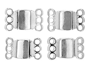 3-Strand Magnetic Clasp Set of 4 in Antiqued Silver Tone Appx 14x8mm
