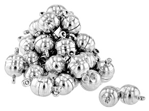Ball Shaped Magnetic Clasps Set of Appx 36 Pieces in Silver Tone Appx 9x8mm