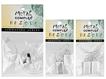 Picture of 2 Silver Tone Earrings And 1 Silver Tone Oval Ring Bezel Kit