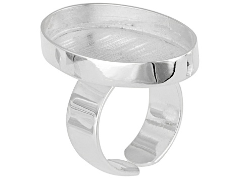 2 Silver Tone Earrings And 1 Silver Tone Oval Ring Bezel Kit