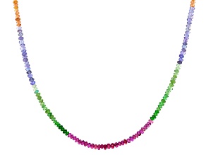 Multi Stone 3mm Faceted Bead Strand with Sterling Silver Clasp 16 Inches