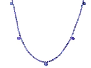 Tanzanite 3mm Faceted & 5x7-7x9mm Teardrop Bead Strand with Sterling Silver Clasp 16 inches