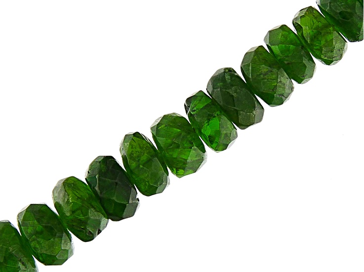 Chrome Diopside Graduated Faceted Rondelle appx 4.5-7mm Bead Strand appx 17-18"