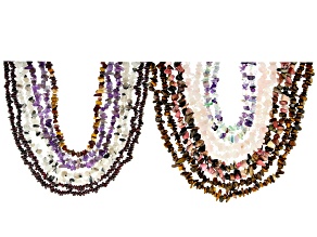 Multi-Gemstone Chip Strand Set of 15 Appx 32-34" in length