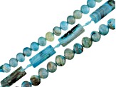 Blue Terra Agate Appx 10 & 12mm Round and Appx 10x30mm Tube Bead Strand Set of 3