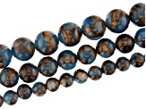 Sky Blue Mosaic Quartz Appx 6, 8, & 10mm Round Bead Strand Set of 3