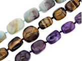 Assorted Gemstone Nugget Bead Strand Set of 3 in assorted sizes appx 15-16"
