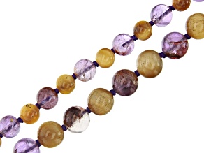 Lodalite Amethyst and Golden Tiger's Eye Appx 6mm and 8mm Bead Strand Set of 2 Appx 15-16"