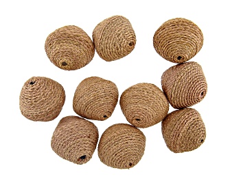 Picture of Akola Large Karatasi Raffia Wrapped Paper Beads Set of 10 in Natural Color