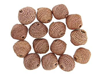 Picture of Akola Karatasi Raffia Wrapped Paper Beads Set of 15 in Natural Color
