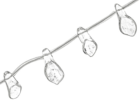 Rock Crystal Quartz Carved appx 23x11mm Flower Bead Strand appx 15-16"