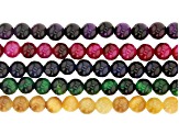 Multi-Color Tiger's Eye appx 6mm Bead Strand Set of 5 appx 15-16"