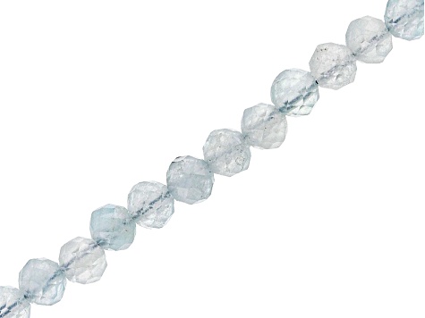 Aquamarine Faceted appx 2.5-3mm Round Bead Strand appx 15-16"