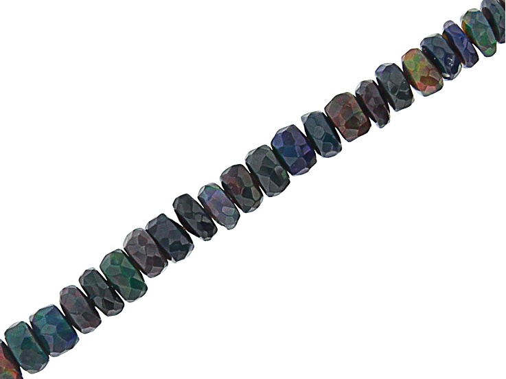 Black Ethiopian Opal Graduated Faceted appx 3-4mm Rondelle