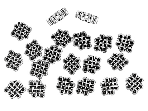 Spacer Bead Large Hole Set in 5 Styles in Antique Silver Tone 120 Pieces Total