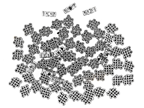 Spacer Bead Large Hole Set in 5 Styles in Antique Silver Tone 120 Pieces Total