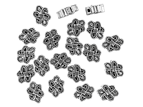 Spacer Bead Large Hole Set in 5 Styles in Antique Silver Tone 120 Pieces Total