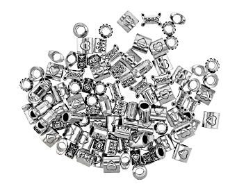 Picture of Family Love Spacer Bead Large Hole Set in 5 Styles in Antique Silver Tone 100 Pieces Total