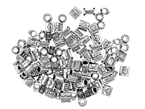 Family Love Spacer Bead Large Hole Set in 5 Styles in Antique Silver Tone 100 Pieces Total