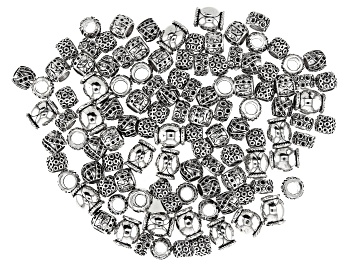Picture of Textured Metal Bead Kit in 5 Styles in Antique Silver Tone appx 150 Pieces Total