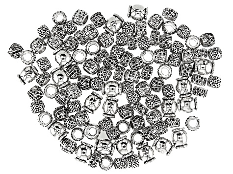 Textured Metal Bead Kit in 5 Styles in Antique Silver Tone appx 150 Pieces Total
