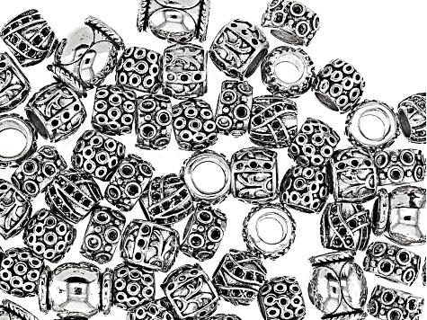 Textured Metal Bead Kit in 5 Styles in Antique Silver Tone appx 150 Pieces Total