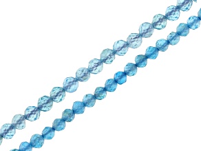 Neon Blue & Blue Apatite Faceted appx 1.5-2mm Round Bead Strand Set of 2